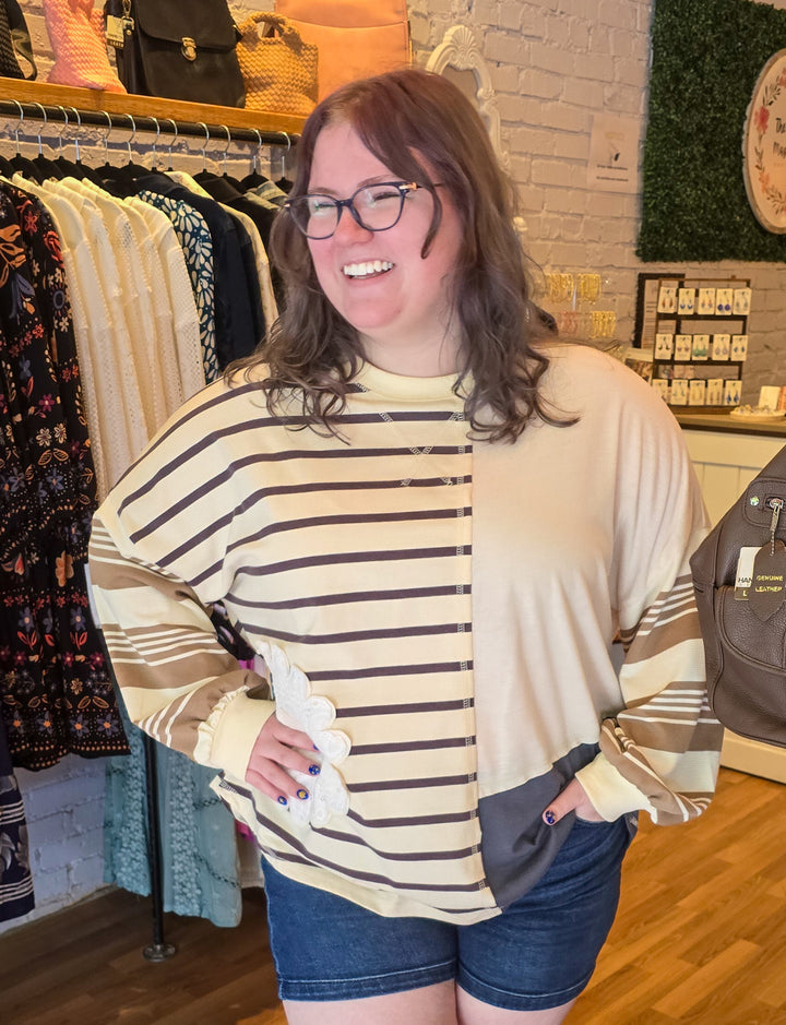Patchwork Stripe Long Sleeve Top