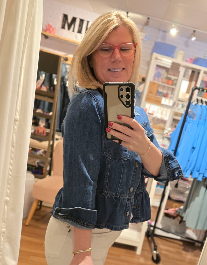 Classic Fit Peplum Denim Jacket