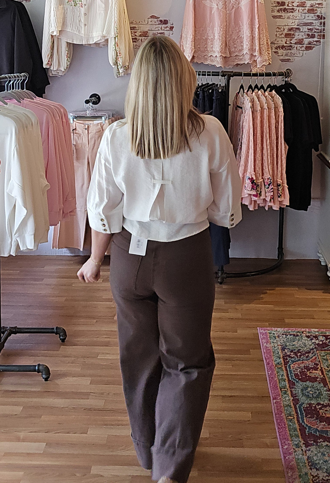 Mid-Rise Cropped Colored Denim in Brown