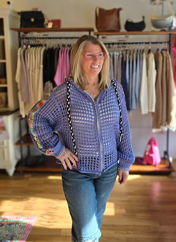 POL Periwinkle Open Knit Sweater