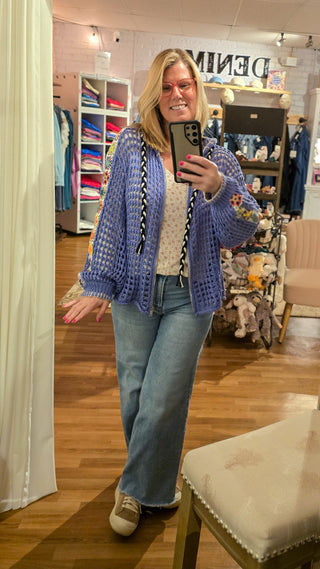 POL Periwinkle Open Knit Sweater