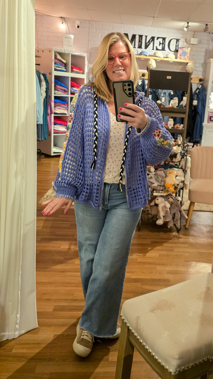 POL Periwinkle Open Knit Sweater