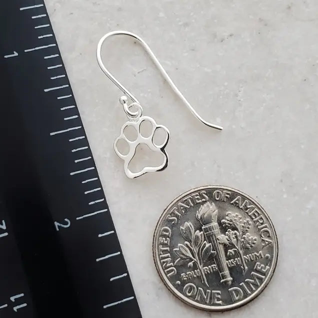 Dainty Silver Dog Paw Earrings