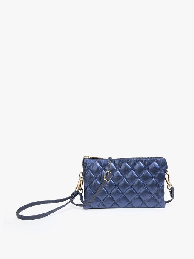 Riley Puffer 3 Compartment Crossbody/Wristlet in Navy