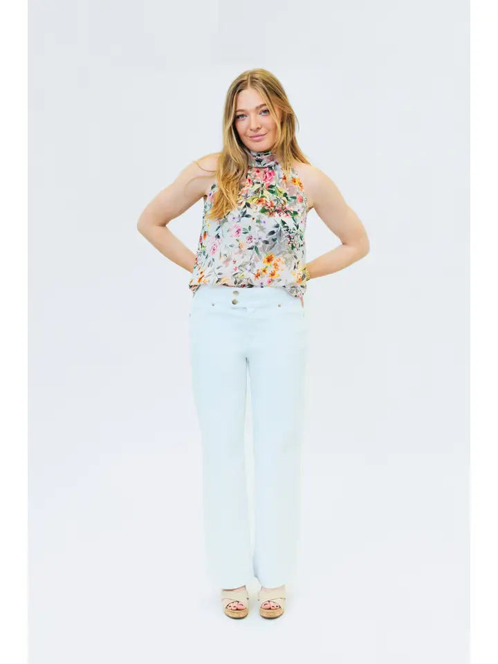1822 White High Rise Wide Leg