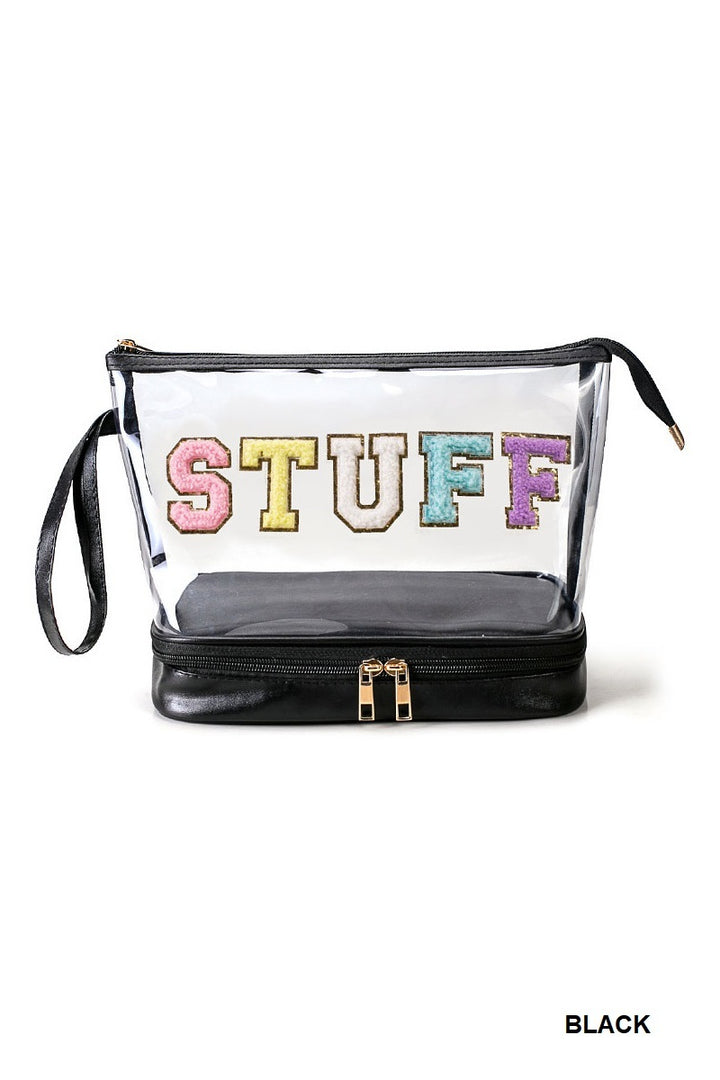 STUFF Chenille Letter Double Layer Clear Bag with Black