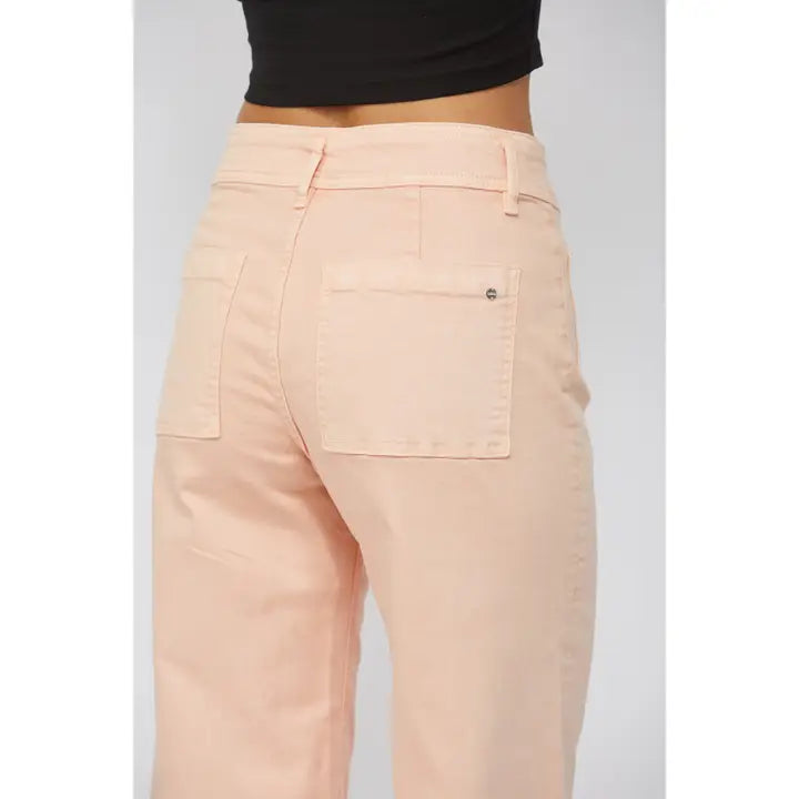 High Rise Cropped Wide Leg Colored Jeans