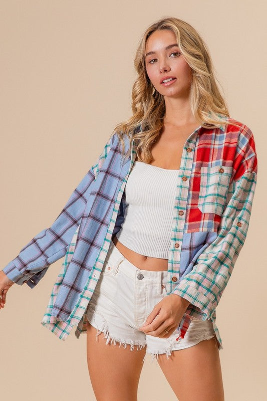 Plaid Mix & Match Button Down Shirt