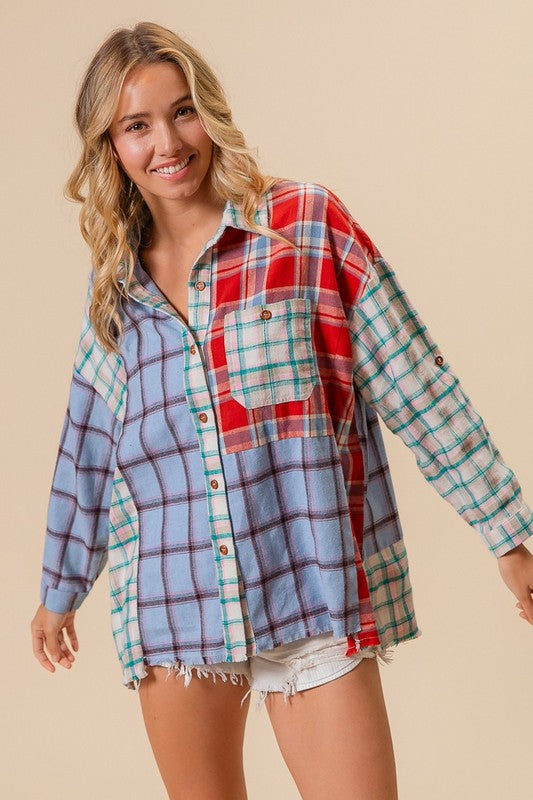 Plaid Mix & Match Button Down Shirt