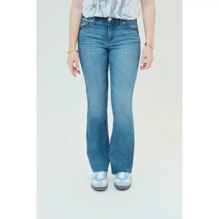 1822 Mid Rise Slim Bootcut Raw Hem Jean