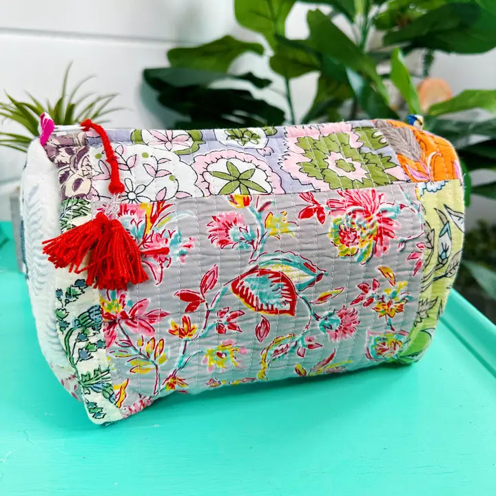 Quilted Patchwork Makeup Bag