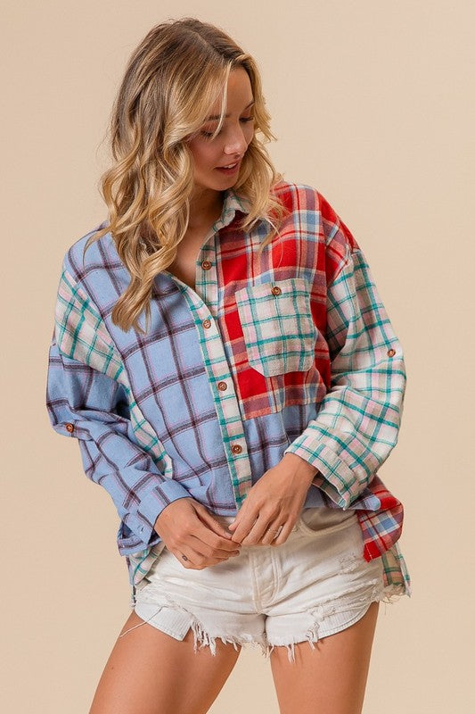 Plaid Mix & Match Button Down Shirt