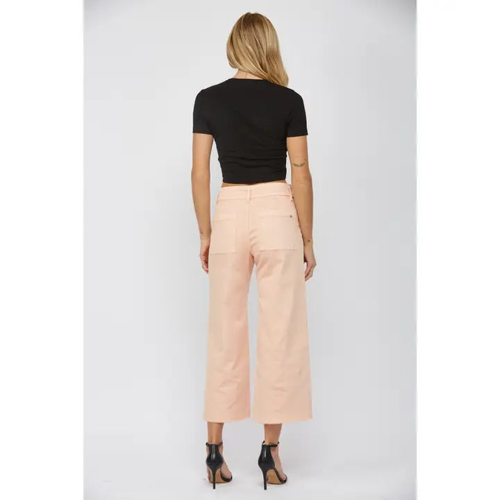 High Rise Cropped Wide Leg Colored Jeans