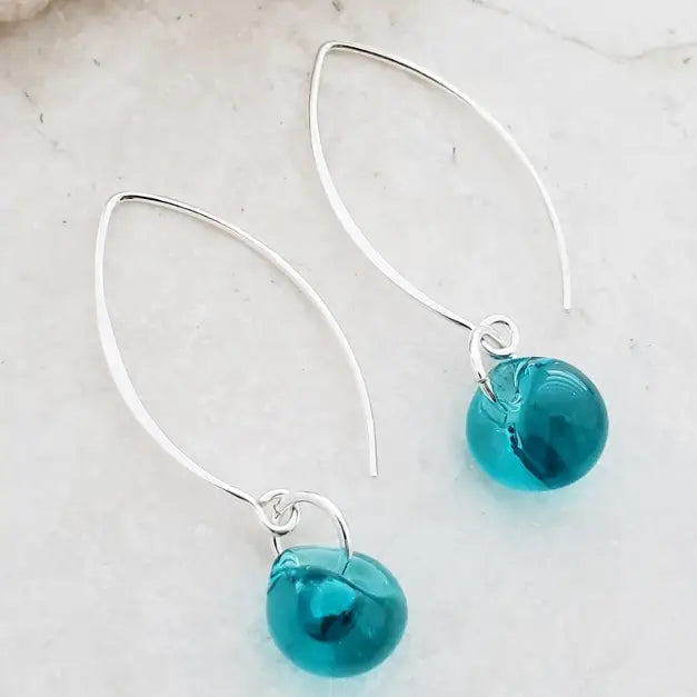 Silver Marquis Earrings in Blue