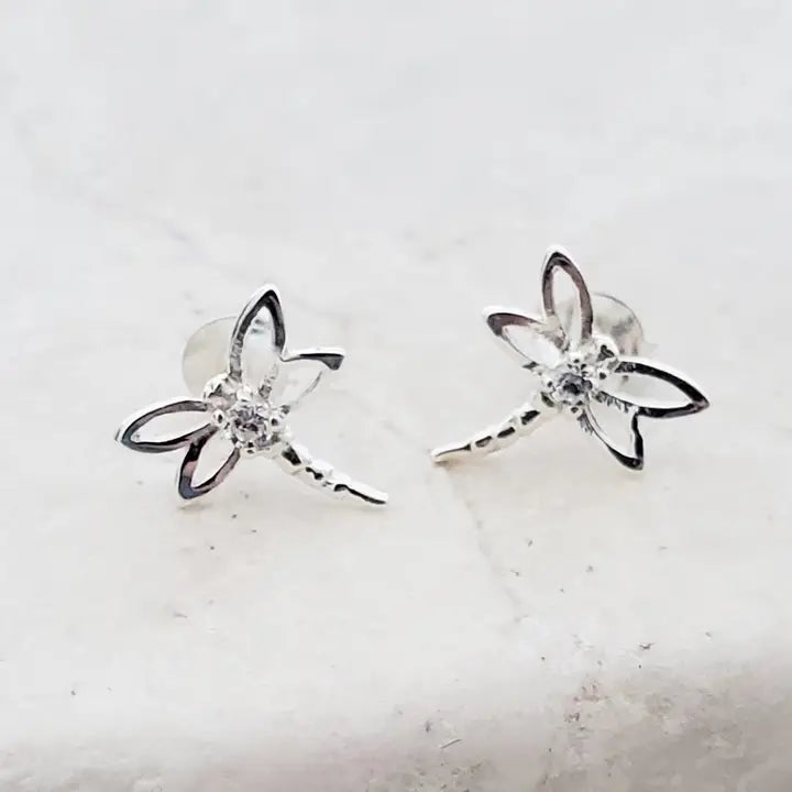 Silver Dragonfly Post Earrings