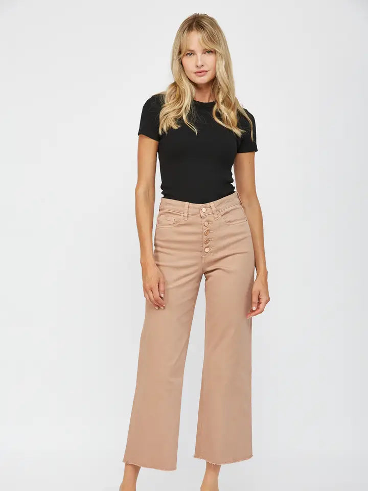 Chromatic High Rise Crop Jeans in Brown Sugar