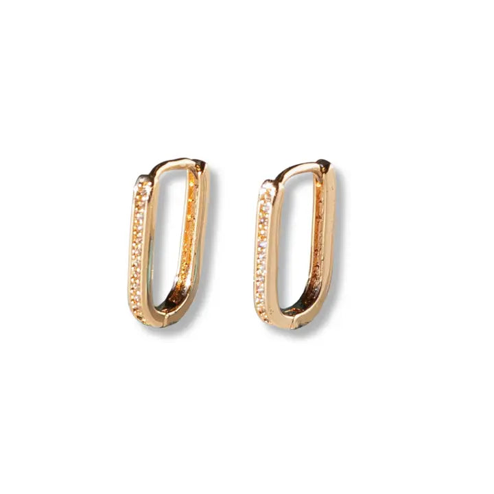 Rhinestone Oval Gilded Gold Earrings