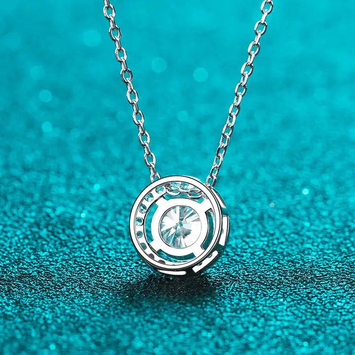 Moissanite Halo Necklace