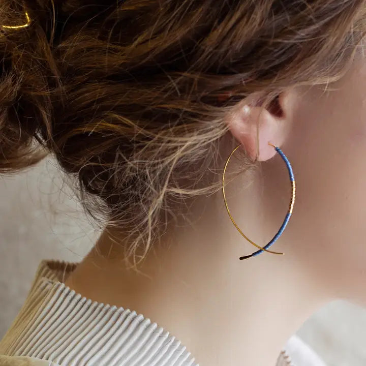 Norah Cornflower Beaded Threader Earrings