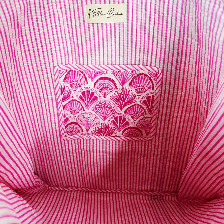 Pink Seashell Oversized Quilted Tote Bag
