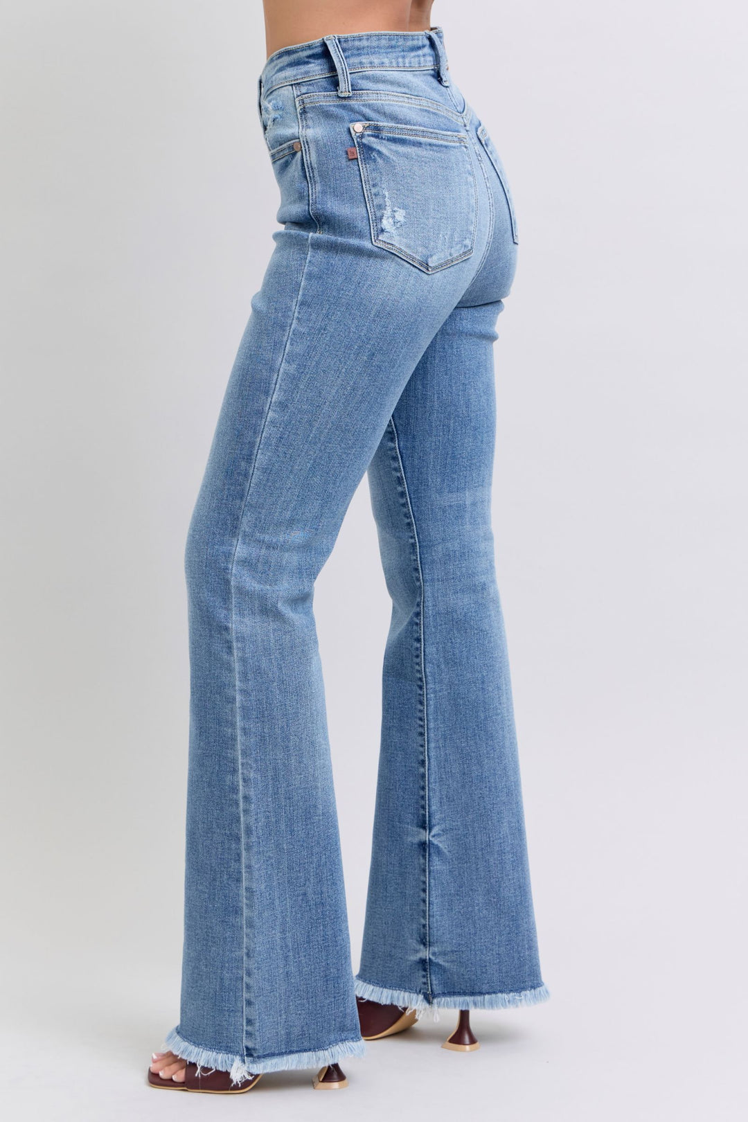 Judy Blue High Waist Bootcut Denim with Frayed Hem