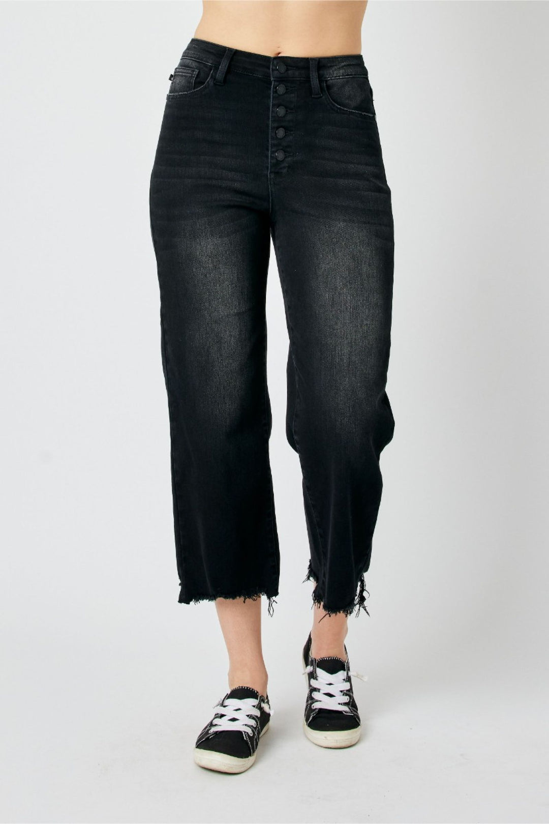 Judy Blue Black High Waist Wide Leg Crop