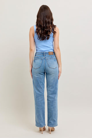 Judy Blue Mid Rise Tummy Control Straight Jeans