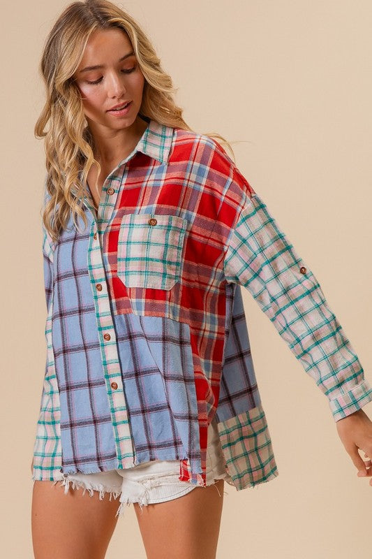 Plaid Mix & Match Button Down Shirt