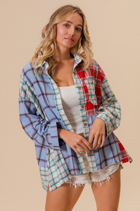 Plaid Mix & Match Button Down Shirt