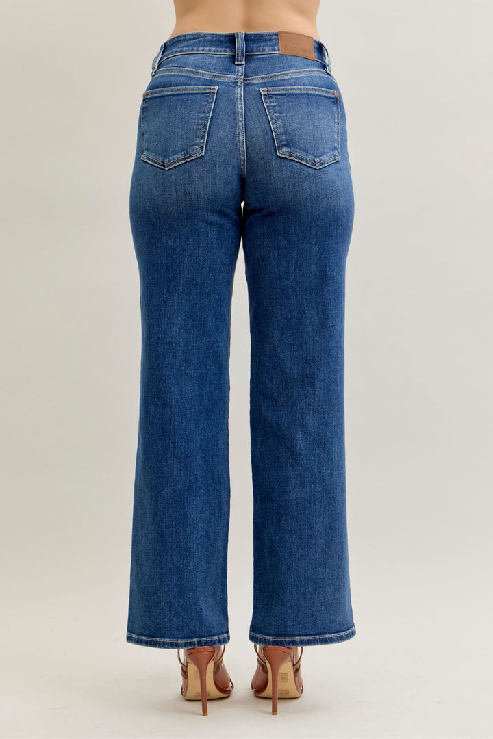 Judy Blue 90's Straight Front Patch Jeans