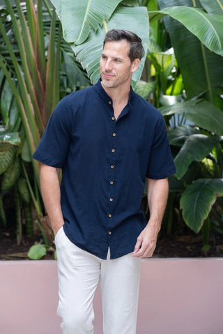 Rossi Button Down Shirt in Dark Blue