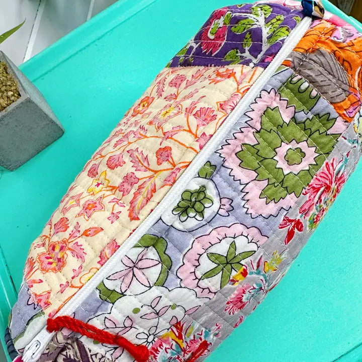 Quilted Patchwork Makeup Bag