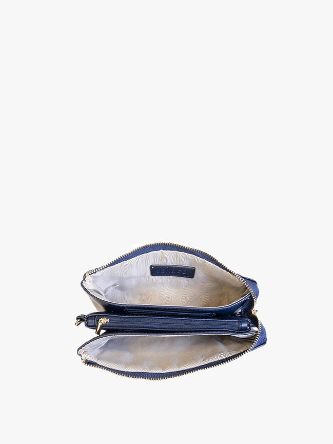 Riley Puffer 3 Compartment Crossbody/Wristlet in Navy