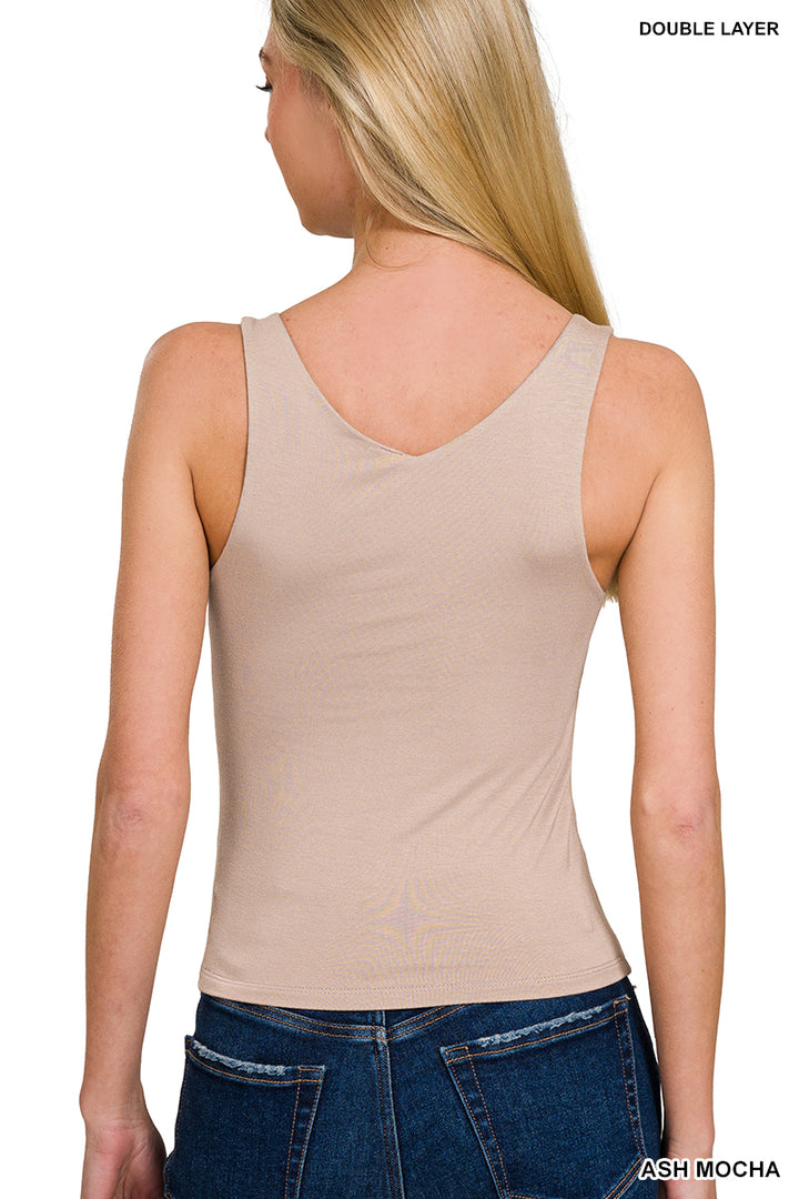 V-Neck Tank Top in Tan