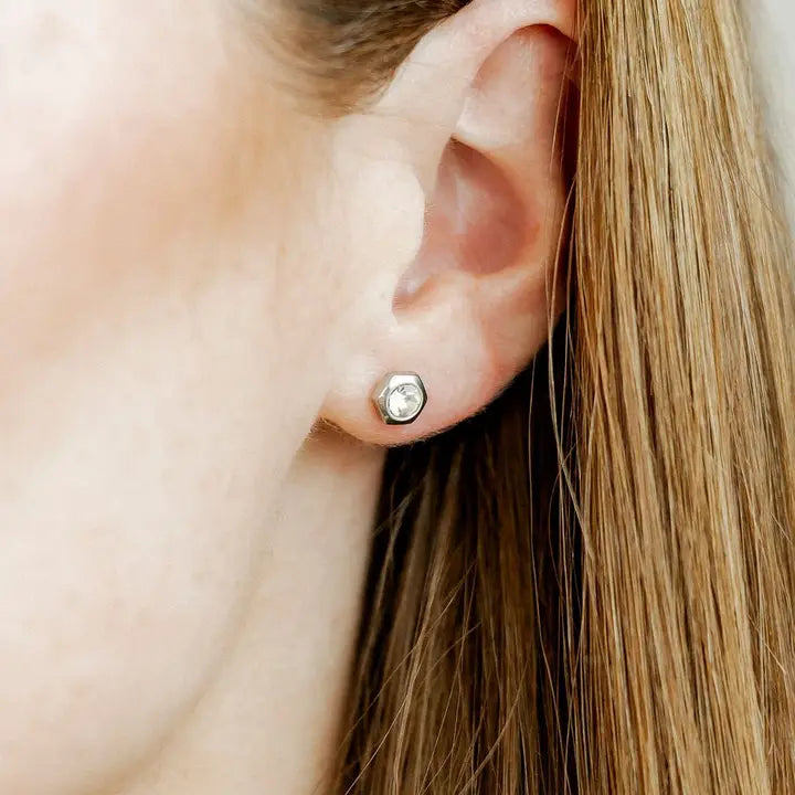 Silver Clear Sparkle Stud EArring