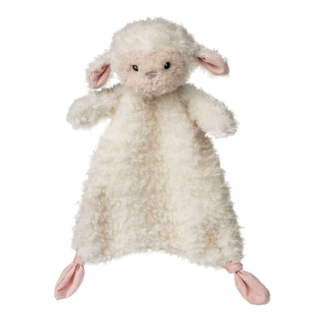 Plush toy lamb on a white background