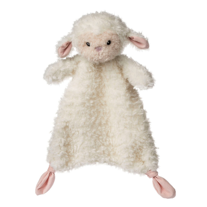 Plush toy lamb on a white background