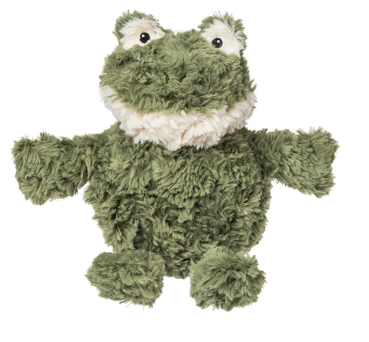Plush frog toy on a white background