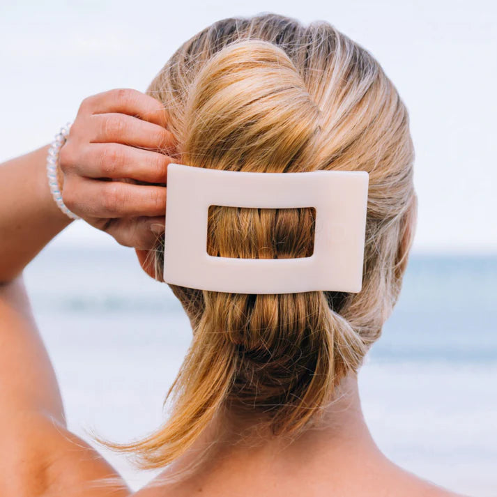 Teleties Flat Rectangle Hair Clip- Almond Beige
