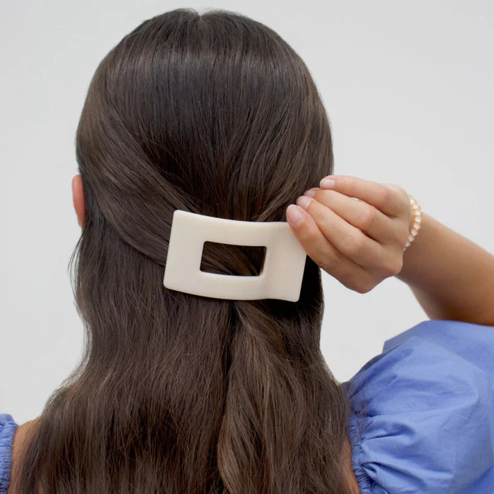 Teleties Flat Rectangle Hair Clip- Almond Beige