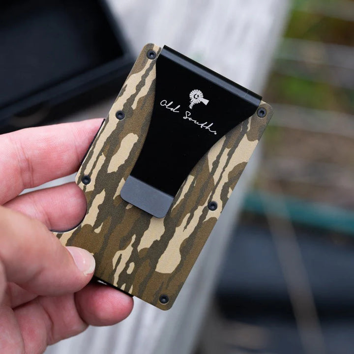 metal wallet with camo pattern
