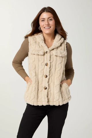 Andi Hooded Vest with Pockets in Doeskin