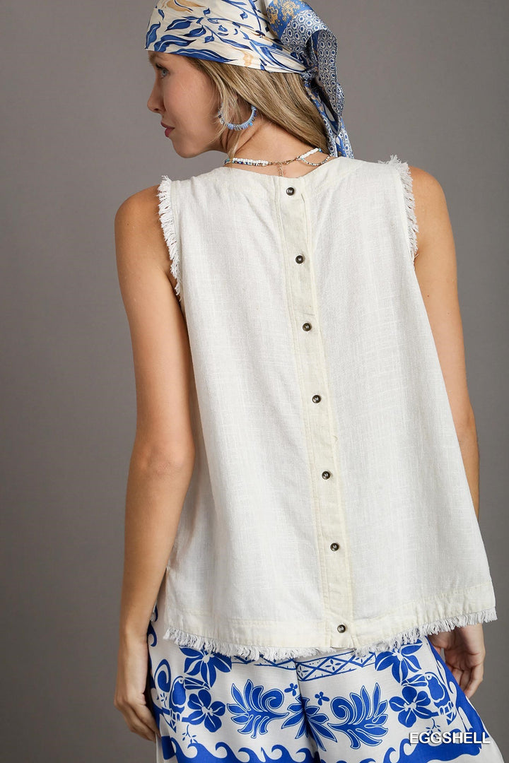 Sloane Sleeveless Top in Eggshell