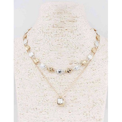 Necklace with beads on a white background