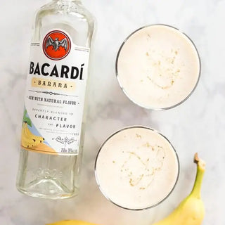 banana coconut daiquiri drink in a glass