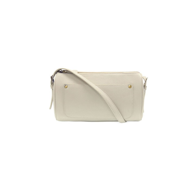 White crossbody bag on a white background
