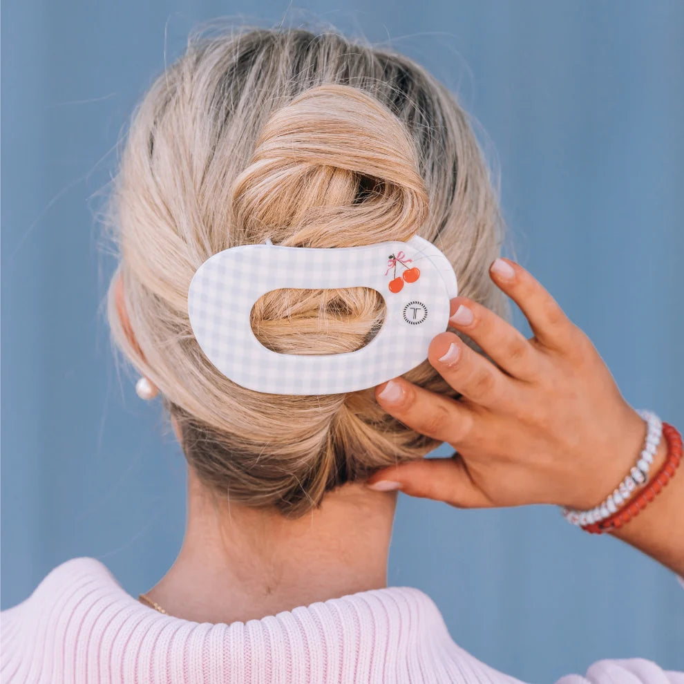 Teleties Flat Round Hair Clip- Basket of Cherries