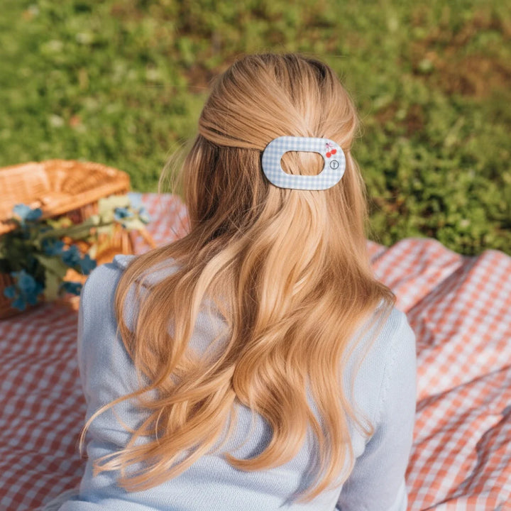 Teleties Flat Round Hair Clip- Basket of Cherries