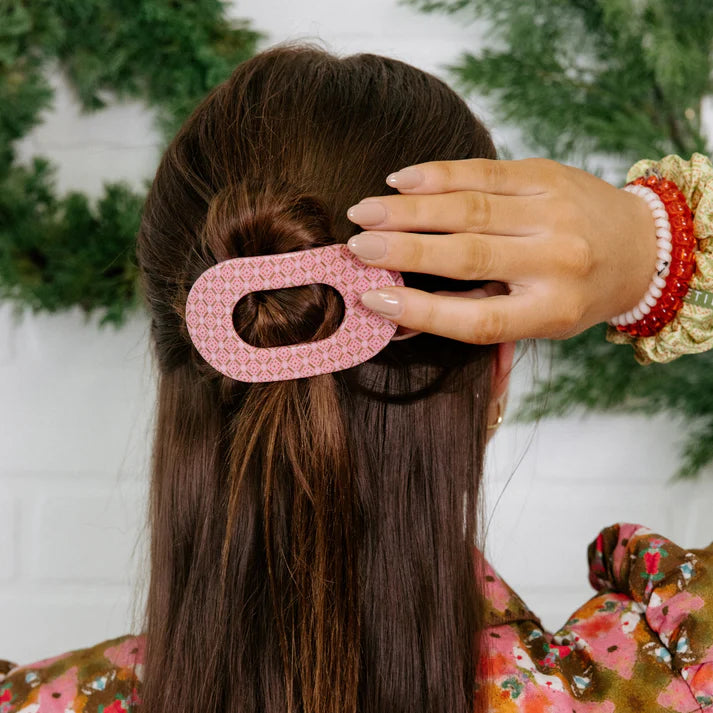 Teleties Flat Round Hair Clip- Berry Cozy