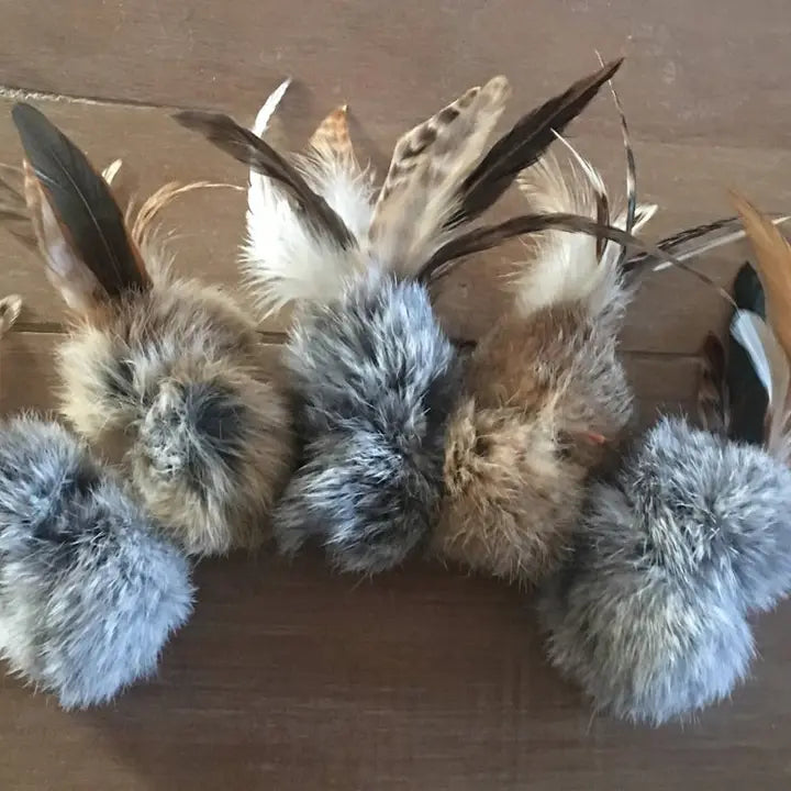 Cat Toys - Rabbit Fur and Feathers